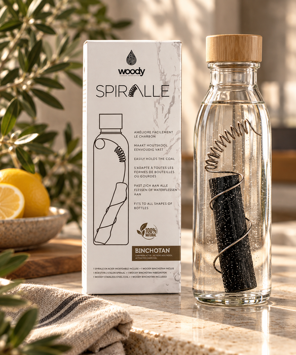 Spirală inox cu baton Binchotan Woody