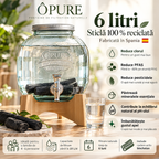 Fântână de apă ÔPURE 6L din sticlă reciclată – filtrare naturală cu Binchotan