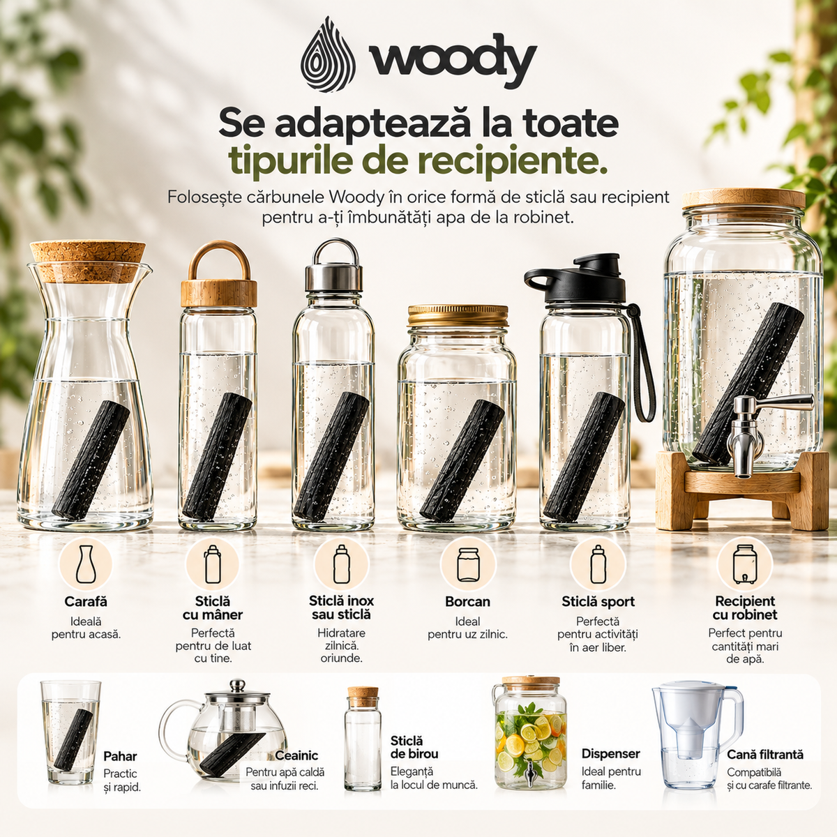 Spirală inox cu baton Binchotan Woody – imagine 7