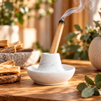 Bețișoare Palo Santo Holistic – Palo Santo aprins pe marmură naturală