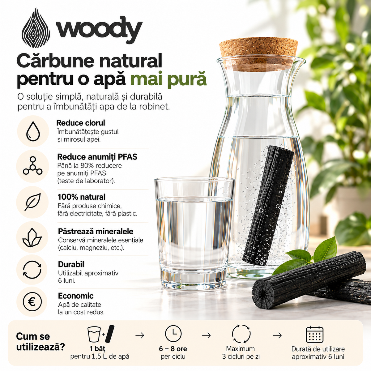 Pachet familie cu 4 batoane Binchotan Woody – imagine 2