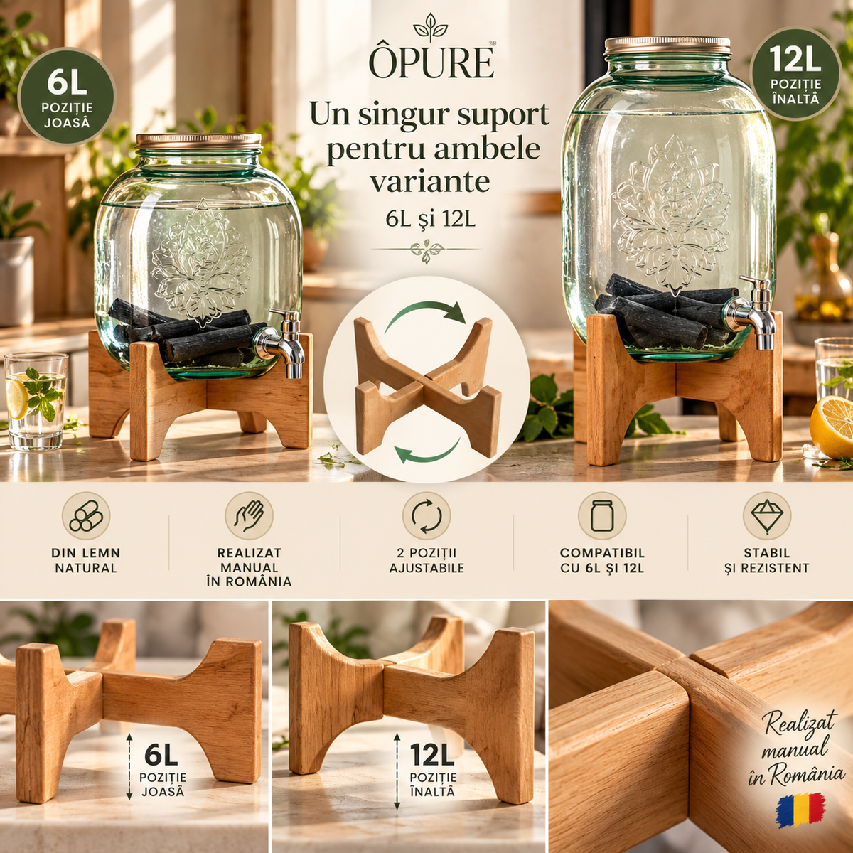 Suport din lemn de frasin pentru fântâna ÔPURE – suport din lemn pentru fântână
